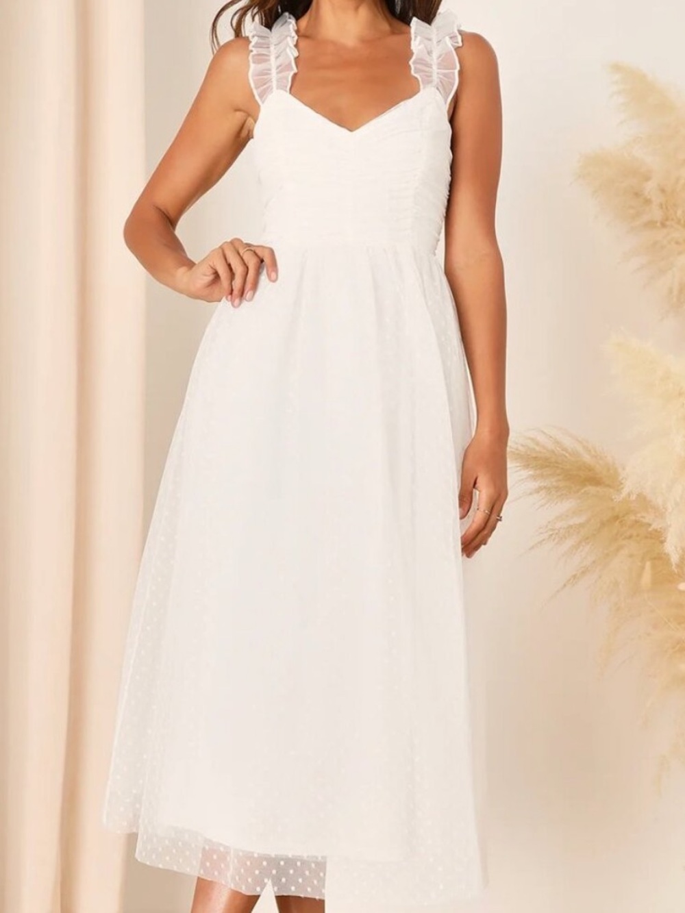 Lulus | Tulle Midi Dress Bridal Small